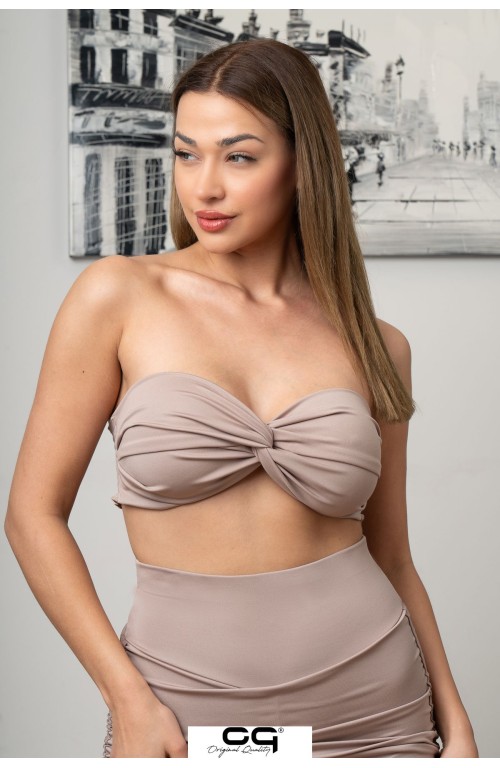 Straplez Crop Top Büstiyer Bej