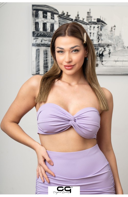 Straplez Crop Top Büstiyer Lila