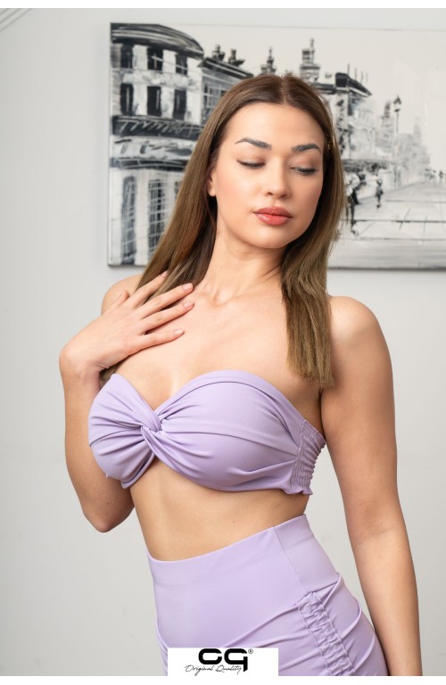 Straplez Crop Top Büstiyer Lila