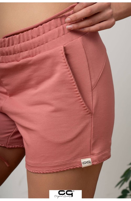 Özel Dikişli Kadın Şort %90 Cotton Gül Kurusu