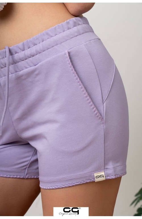 Özel Dikişli Kadın Şort %90 Cotton Lila