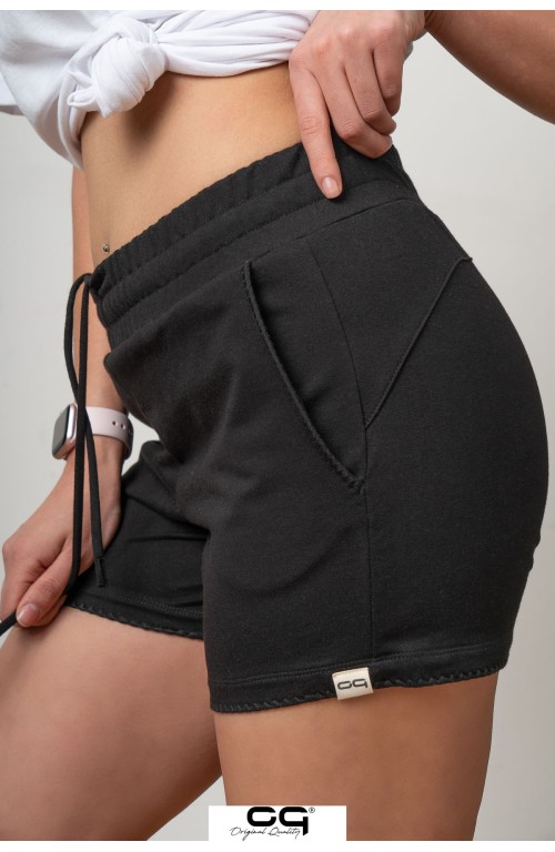 Özel Dikişli Kadın Şort %90 Cotton Siyah