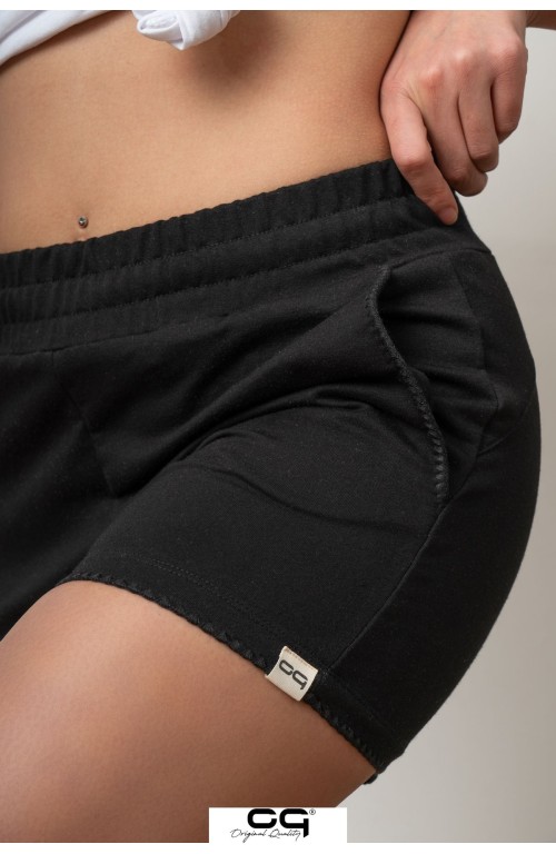 Özel Dikişli Kadın Şort %90 Cotton Siyah