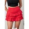 Toparlayıcı Mykonos Lambada Katlı Şortlu Etek Kırmızı